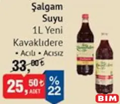 YENİ KAVAKLIDERE ŞALGAM SUYU 1 L fiyat ve kampanya bilgisi